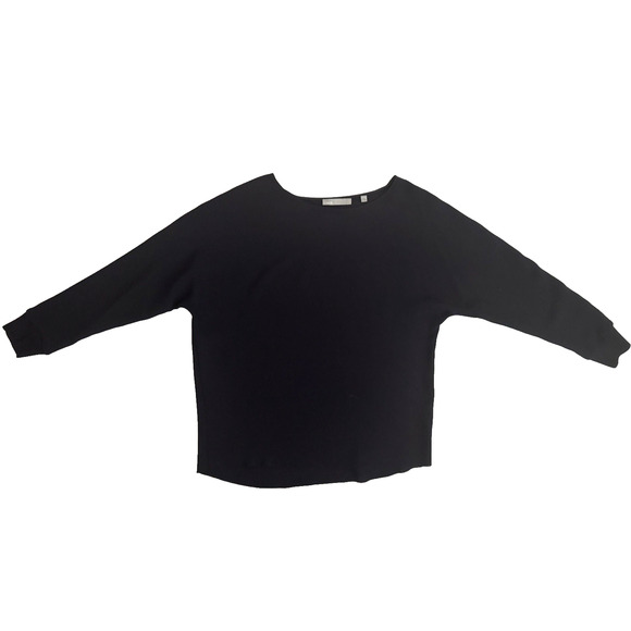 Vince Top S Double-Face Crepe Round Neck Bracelet-Sleeve Pullover Midnight Navy - Picture 2 of 10